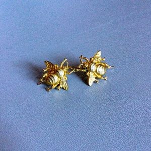 Gold and brass bee earrings